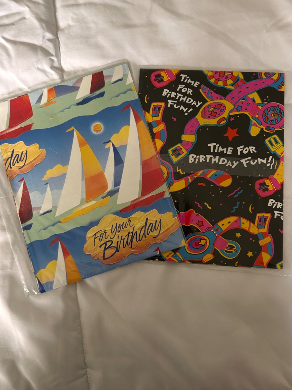 2 for $14 Birthday Gift Wrap Packs (2 Sheets) Sail Boat & Black Neon Watches 00s